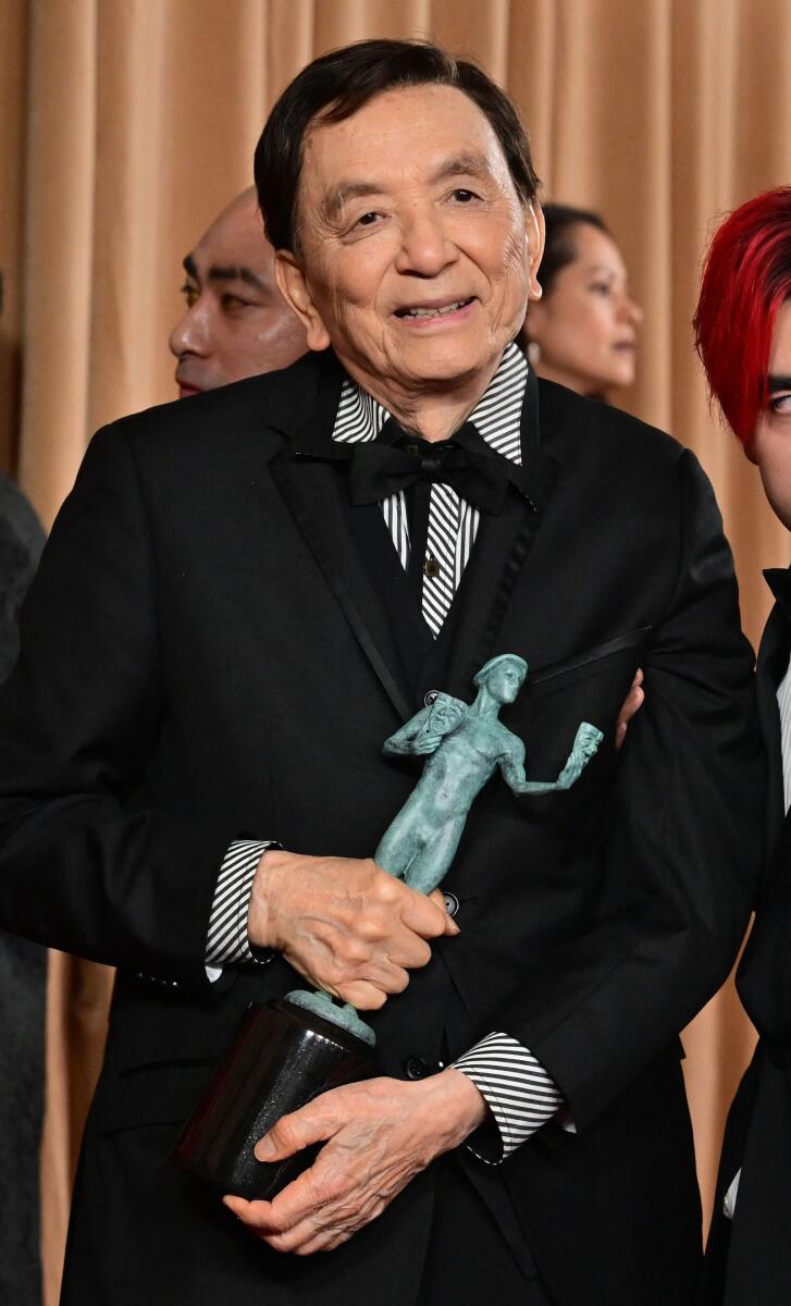 James Hong holds the award for Outstanding Performance by a Cast in a Motion Picture for 'Everything Everywhere All at Once'