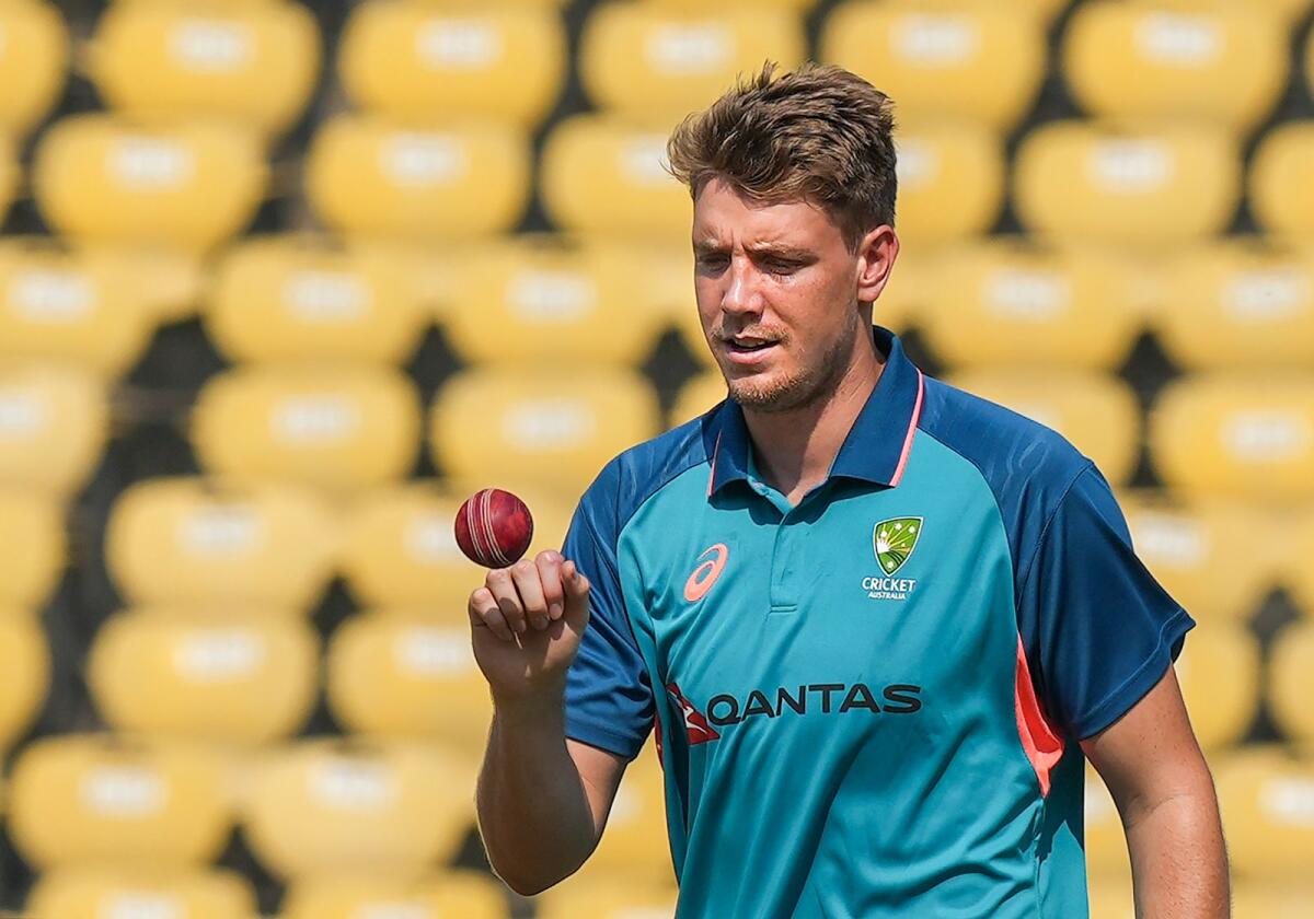Australian bowler Cameron Green during a practice session. — PTI