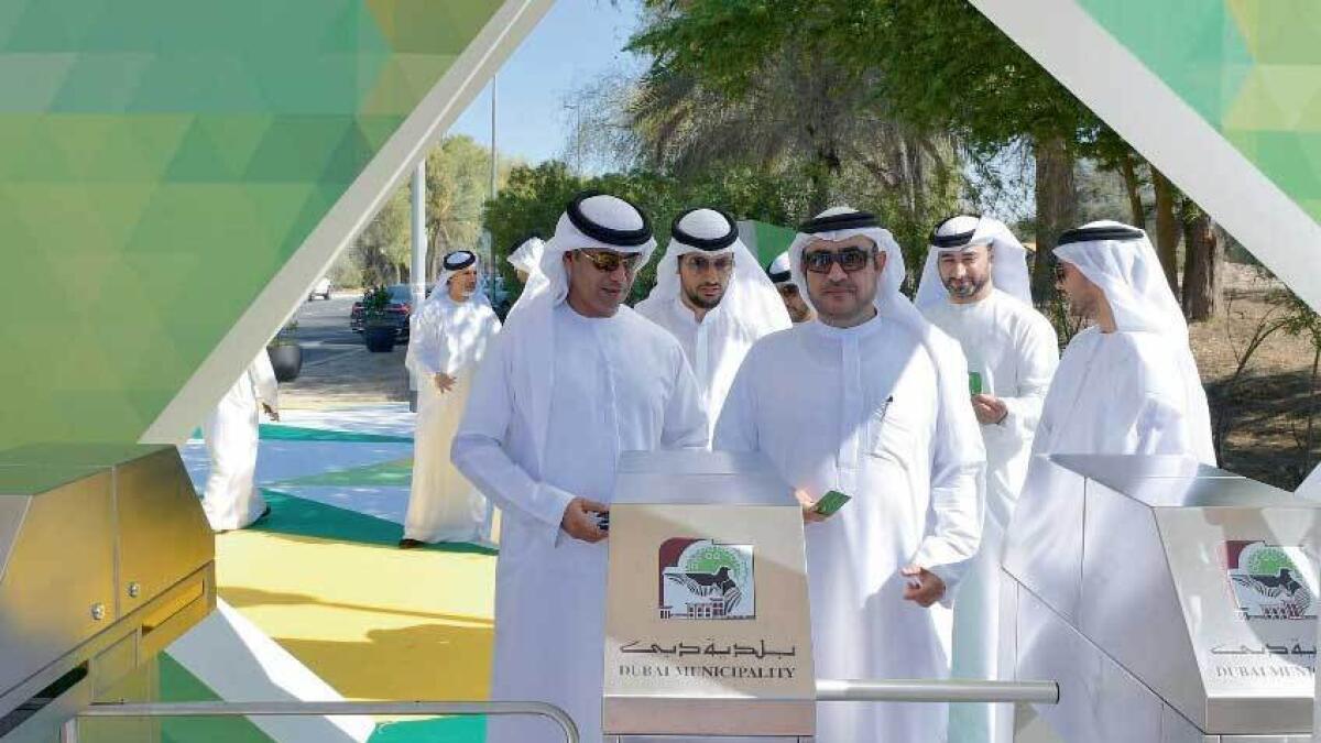 Top Dubai Municipality officials during the launch of the smart gate system at Mushrif Park in Dubai.