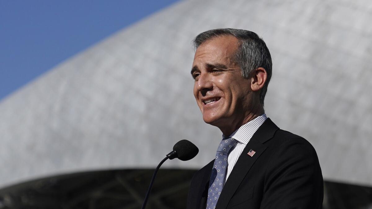 Eric Garcetti's nomination cleared the Senate Foreign Relations Committee in January 2022 but was never considered by the full Senate. — AP file