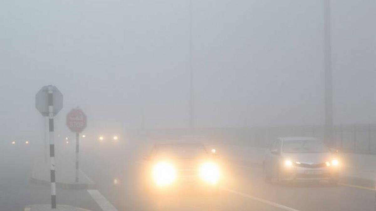 national center of meteorology, ncm, foggy weather, poor visibility, abu dhabi police, uae, warning