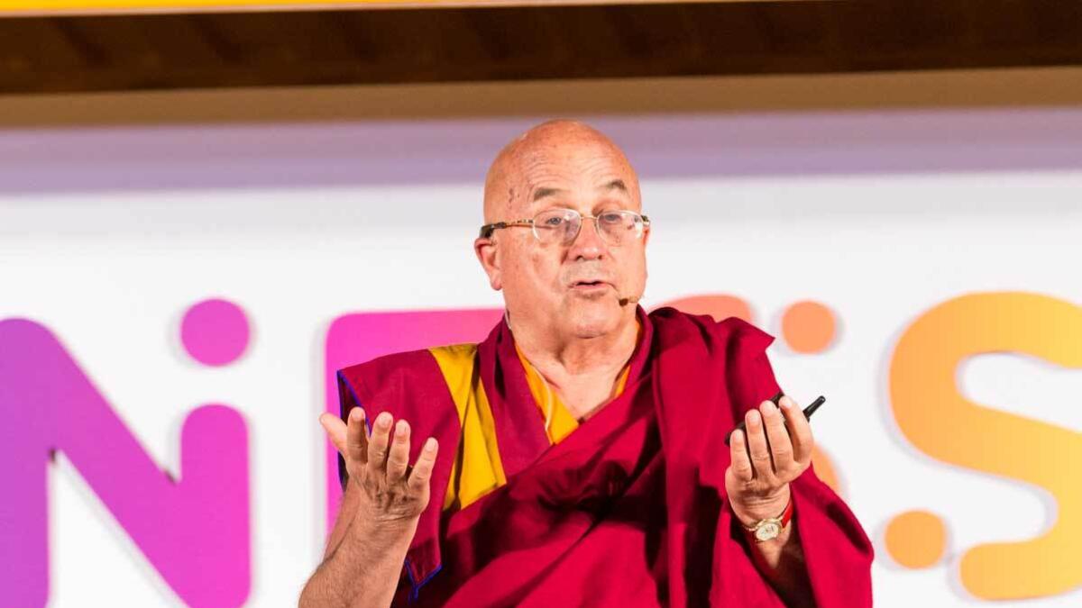 Matthieu Ricard addressing the audience at the second edition of the UAE’s Happiness Journey.- Supplied photo