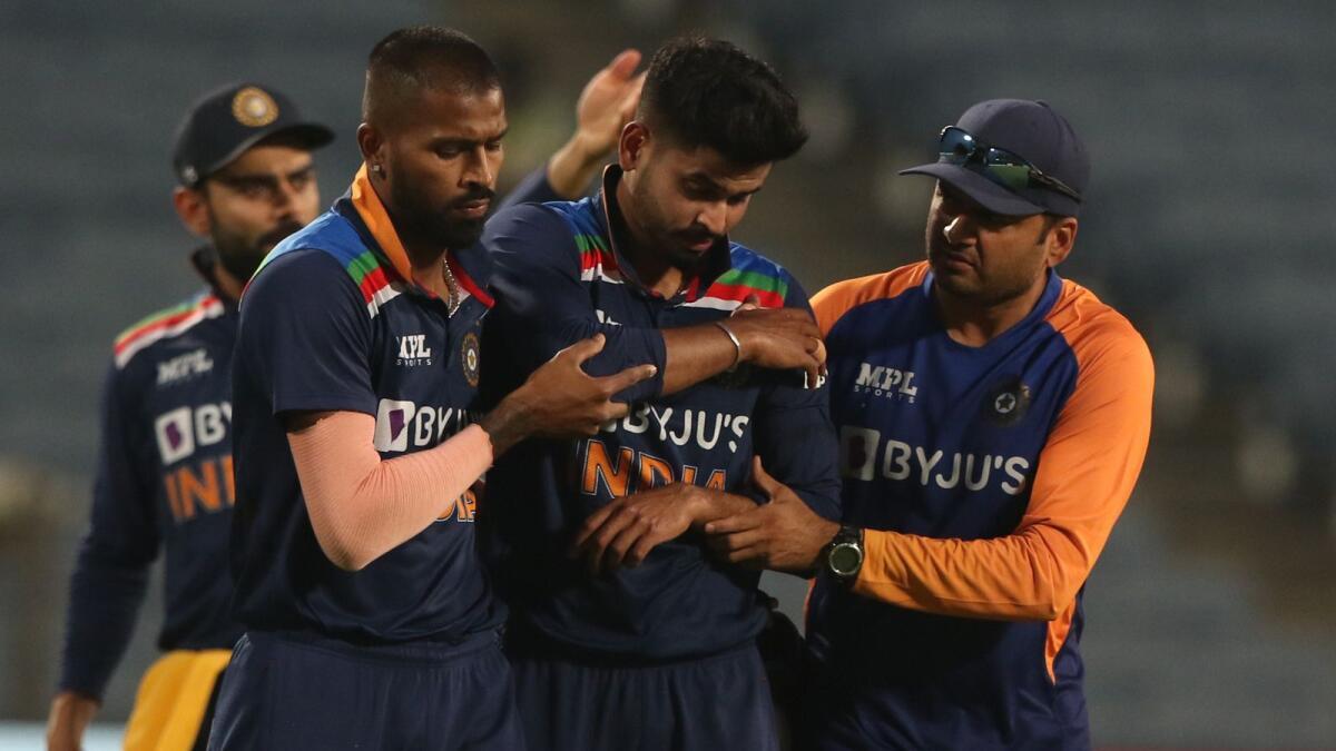 Shreyas Iyer of India suffered an injury during the first ODI against England. (BCCI)