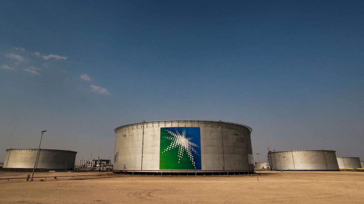 A view shows branded oil tanks at Saudi Aramco oil facility in Abqaiq, Saudi Arabia October 12, 2019. Reuters