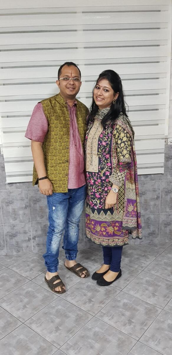 Angshuman Borthakur with his wife. Photo: Supplied