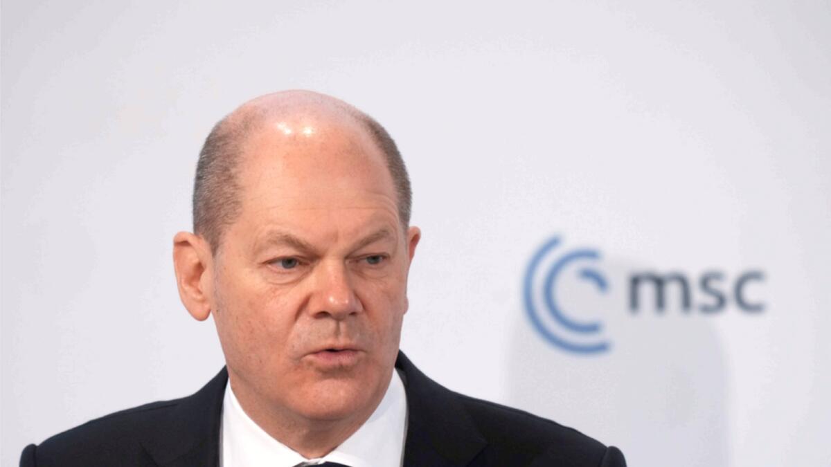 German Chancellor Olaf Scholz addresses the Munich Security Conference in Munich. — AP