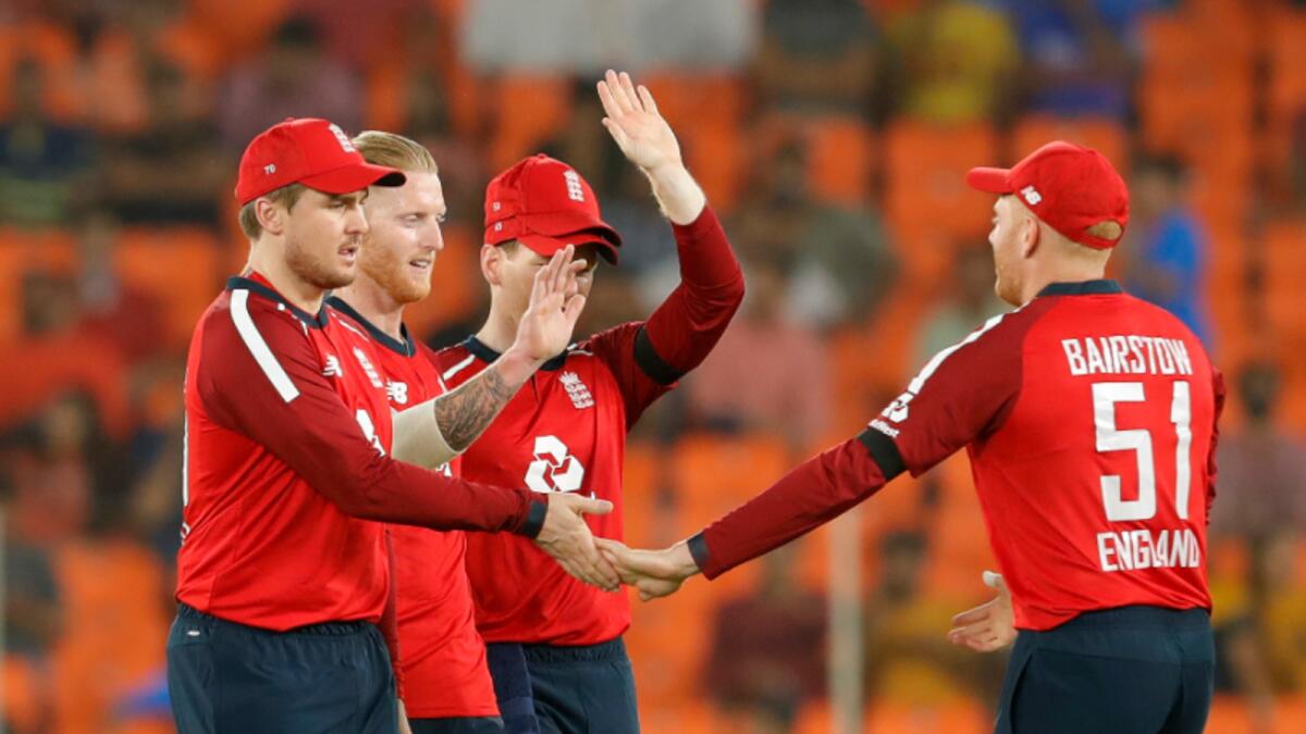 England players celebrate a wicket. (ICC Twitter)