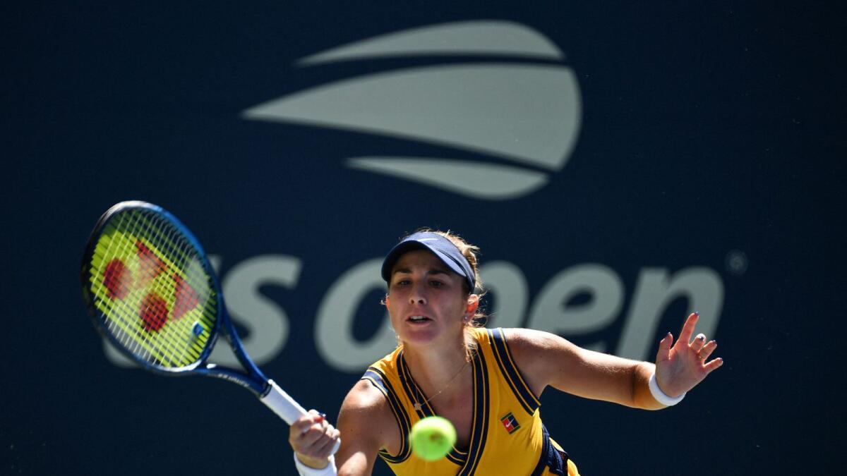 Switzerland's Belinda Bencic hits a return to US player Jessica Pegula . — AFP
