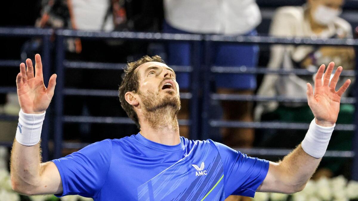 Andy Murray of Britain reacts after winning his ATP Dubai Duty Free Tennis Championships match against Christopher O'Connell of Australia. (AFP)