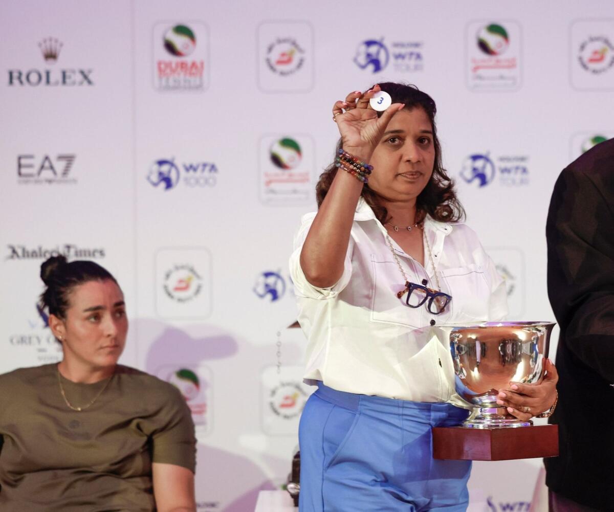 Sheetal Iyer (right) during the draw for the women's tournament. — Supplied photo