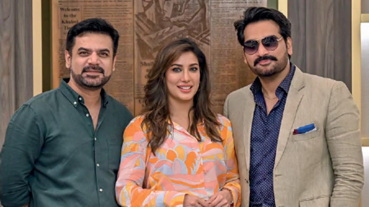 Vasay Chaudhry, Mehwish Hayat and Humayun Saeed, star cast of Pakistani movie London Nahi Jaunga dropped into our hood in June