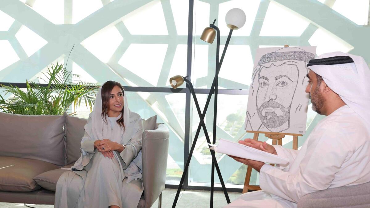 Sheikha Bodour Al Qasimi, during a meeting with  Hussain Al Mahmoudi, CEO of Sharjah Research Technology and Innovation Park.