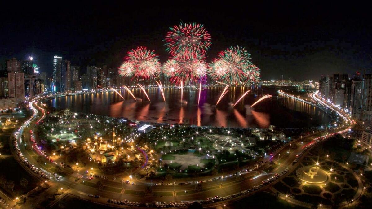 Hundreds gathered at Al Majaz Waterfront, and the emirate welcomed the new year with a 10-minute fireworks display.