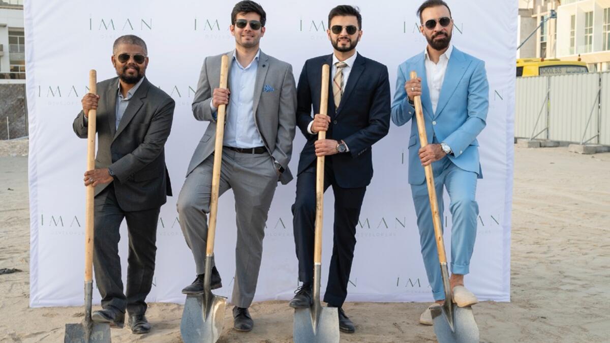 Ismail Marfani, managing director along with other senior officials of Iman Developers at the groundbreaking ceremony of 10 Oxford