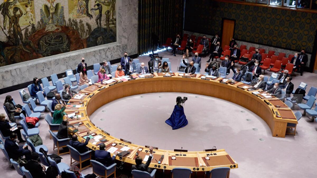 The UN Security Council votes to hold a meeting over Ukraine. — AP