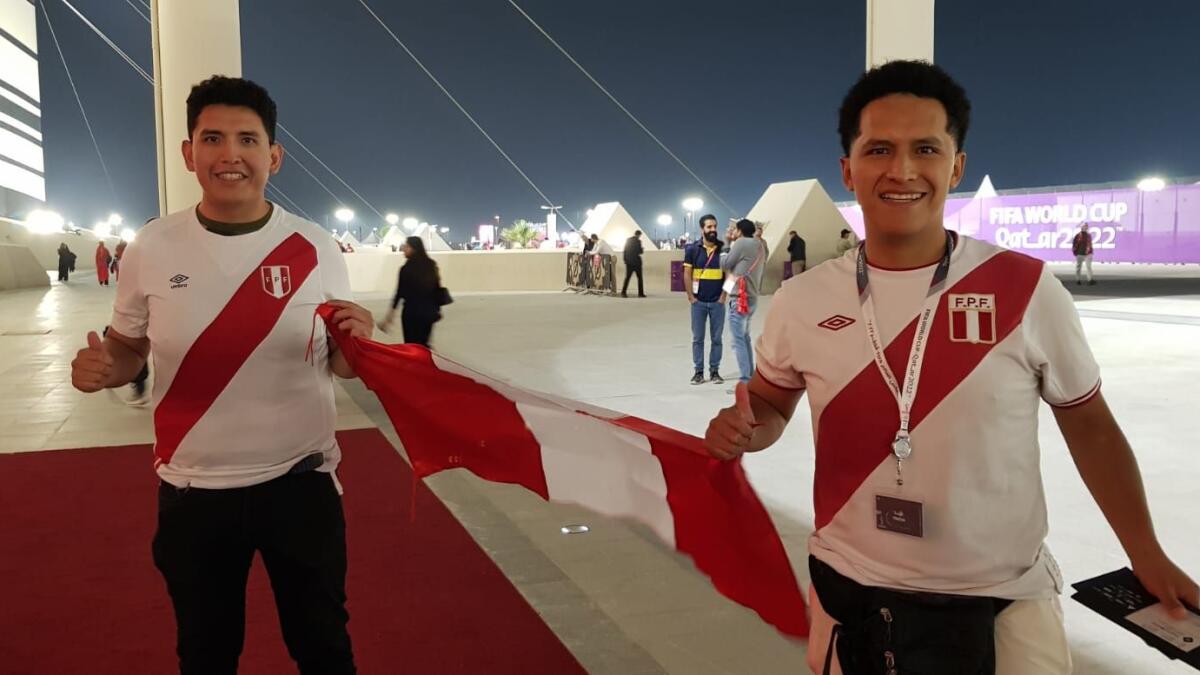 Peruvian brothers Marco and Allan. Peru did not qualify for the Qatar World Cup, but they were supporting Brazil. Now they would be happy if Lionel Messi wins his first World Cup for Argentina. Photo by Rituraj Borkakoty