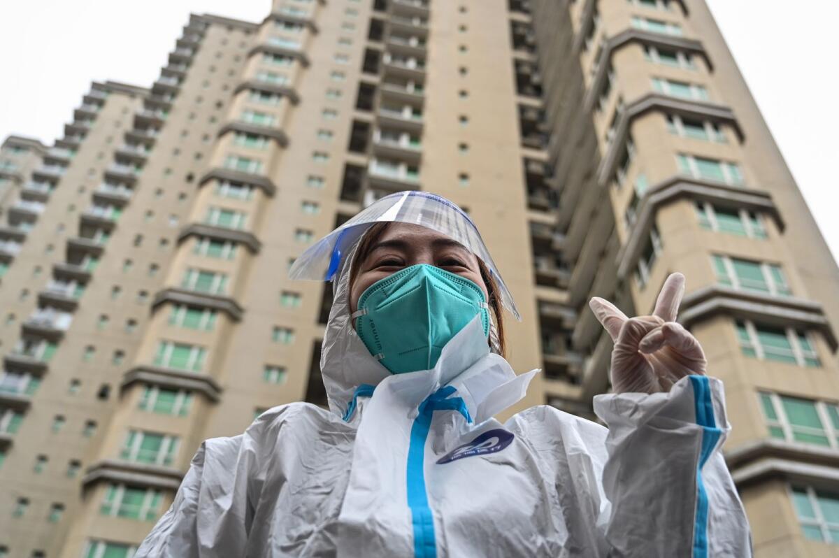 A healthcare worker wearing protective gear. Photo: AFP