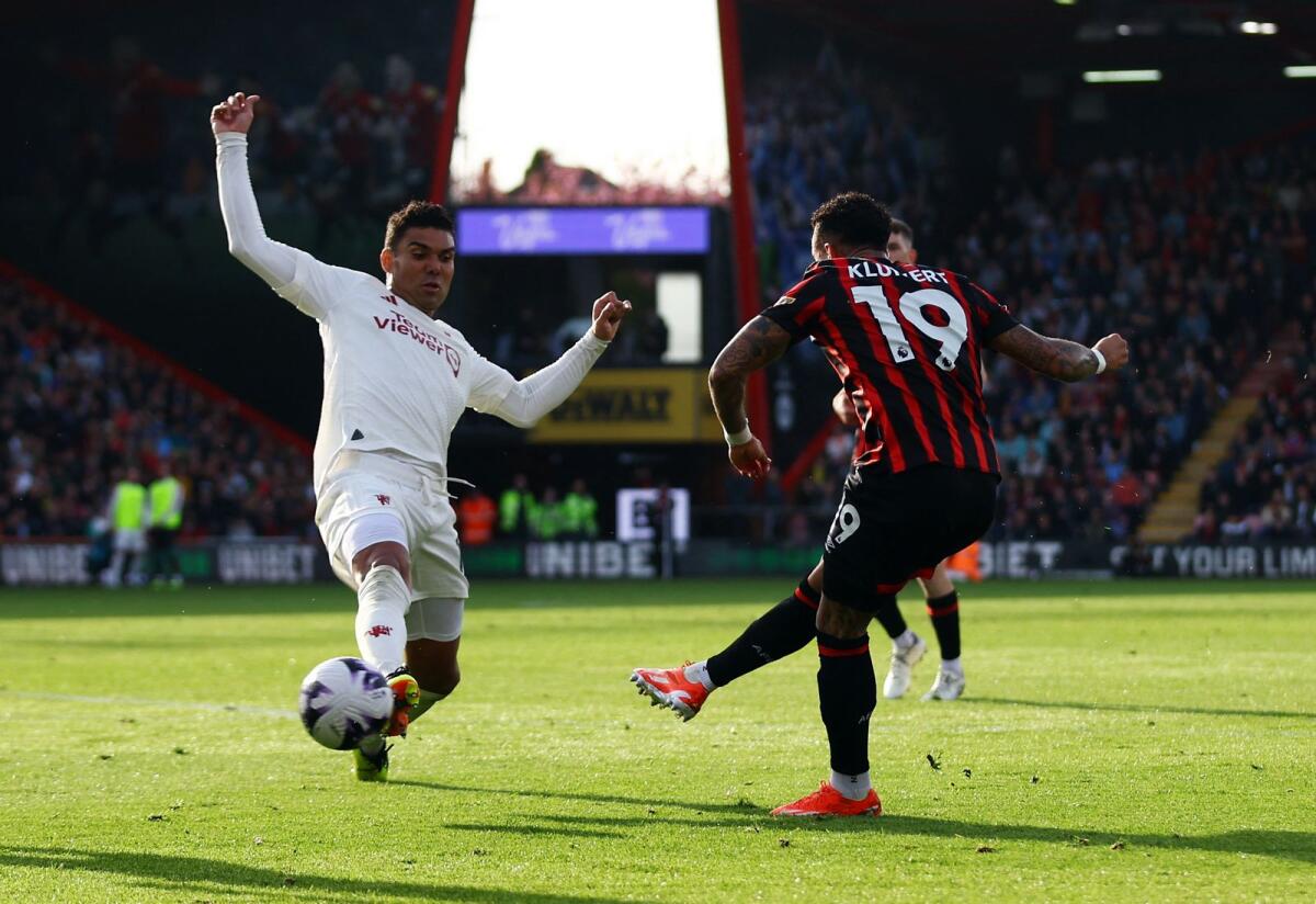 AFC Bournemouth's Justin Kluivert scores their second goal against Manchester United. - Reuters