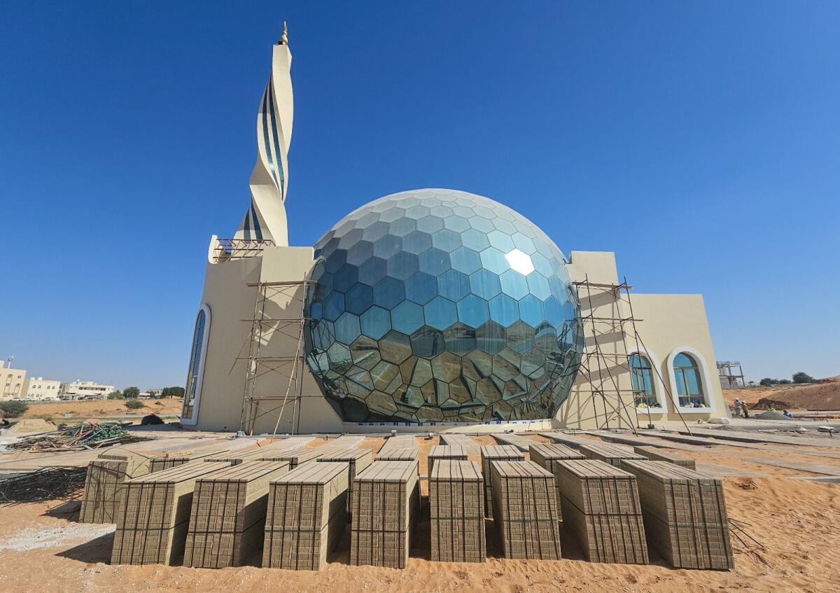 Exterior view of the under-construction Al Dhaid Mosque located in Al Dhaid City, Sharjah - KT Photo: Muhammad Sajjad
