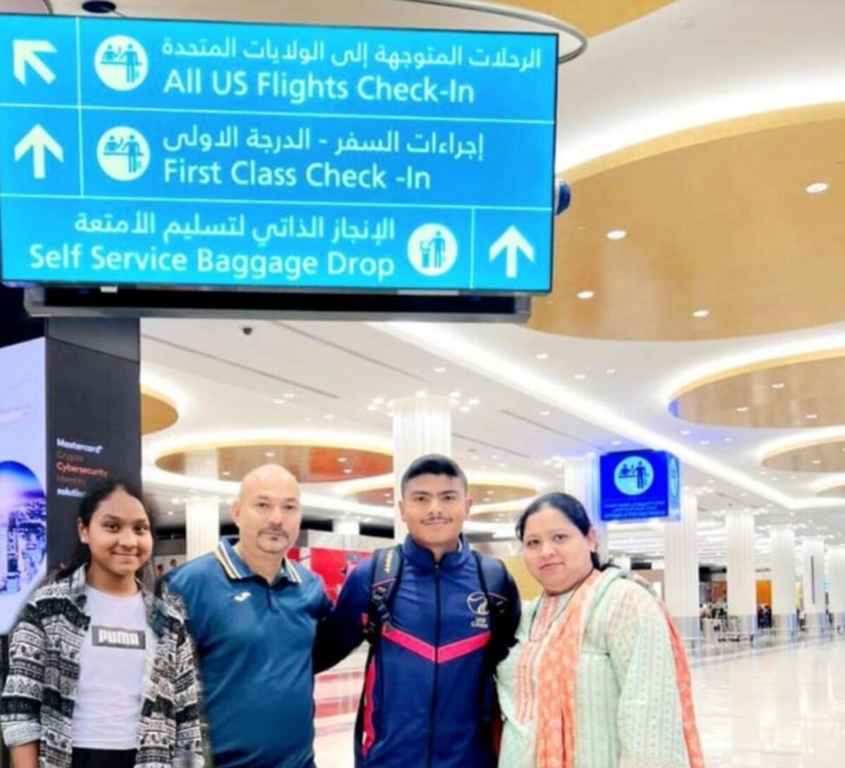 Aayan with his parents and sister before leaving for Australia for last year's T20 World Cup. — Supplied photo