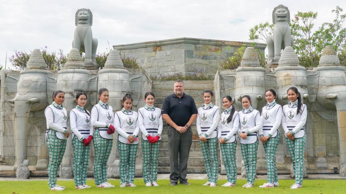 DJ Flanders with the caddie team at Vattanac Golf Resort, Cambodia - the 36-hole facility, designed by Sir Nick Faldo and managed by Troon.- Supplied photo
