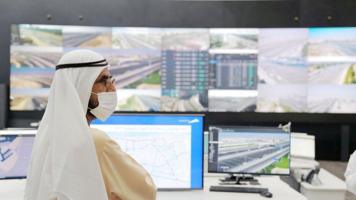 Sheikh Mohammed at the Intelligent Traffic Systems Centre that he inaugurated on Tuesday.