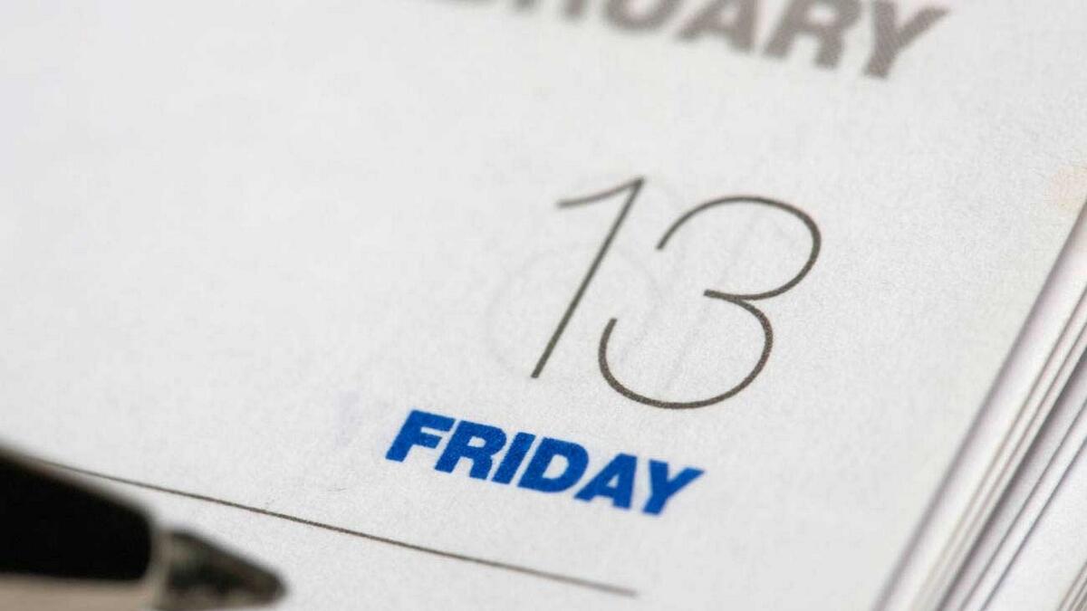 Friday the 13, unlucky, superstition, day date combo, year, full moon, 