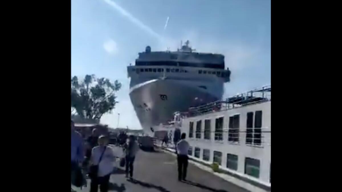 Video: People run for safety as huge cruise ship rams tourist boat in Venice canal 