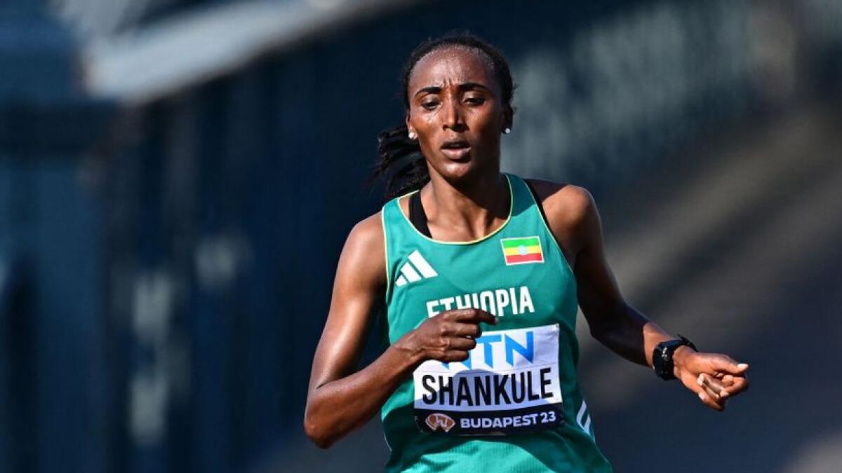 Ethiopia's Amane Beriso Shankule in action during the women's marathon final - Reuters