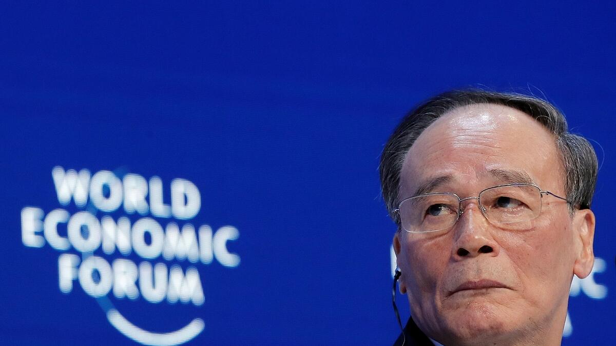 Chinese Vice-President Wang Qishan at the World Economic Forum in Davos.