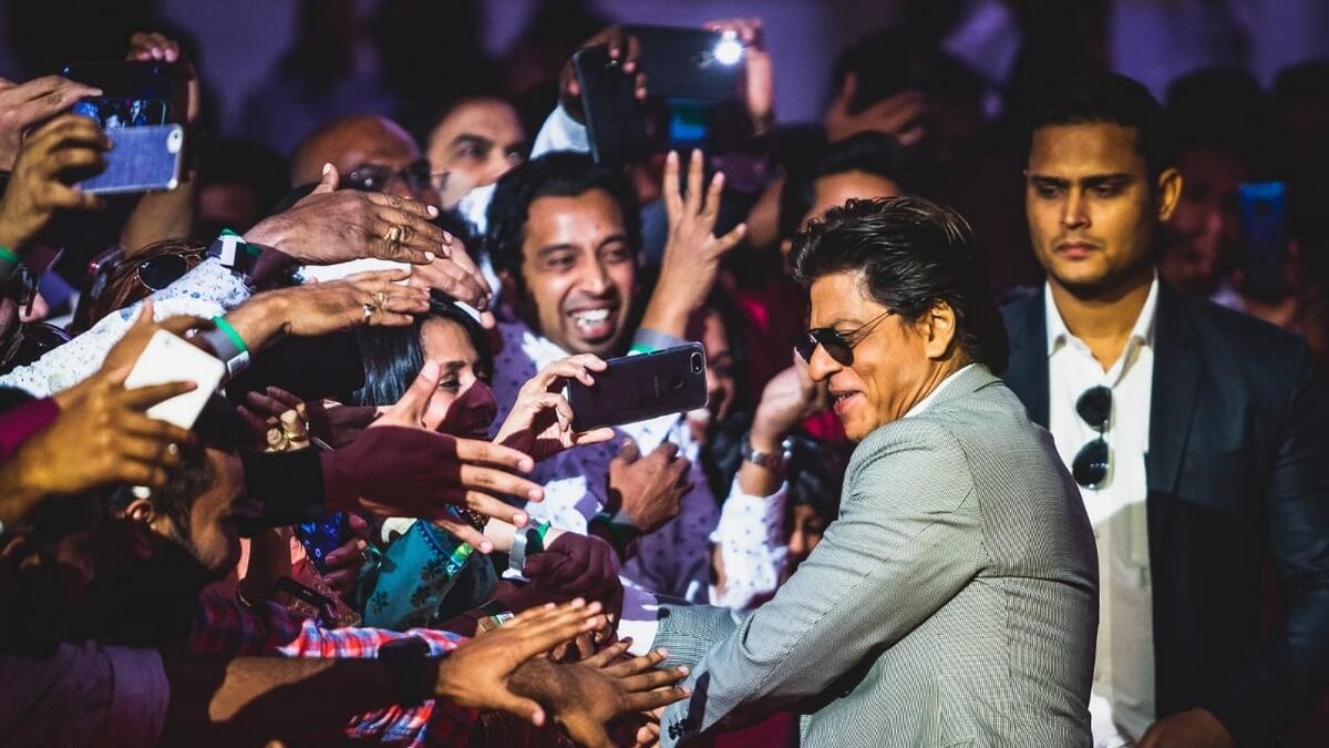 File photo: Shah Rukh Khan entertains fans during Dubai visit