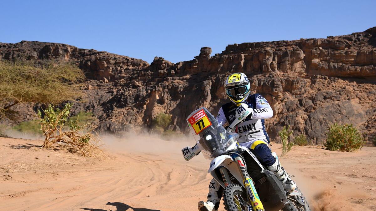 Argentinian biker Luciano Benavides powers his Husqvarna during the Stage 10 of the Dakar Rally on Wednesday. — AFP