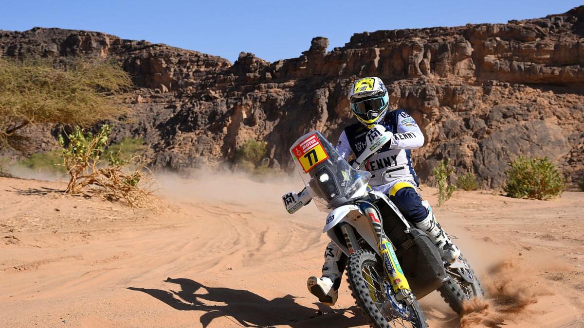 Argentinian biker Luciano Benavides powers his Husqvarna during the Stage 10 of the Dakar Rally on Wednesday. — AFP