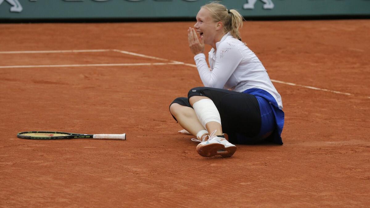 Kiki Bertens is overcome with joy after she became the first Dutchwoman in 45 years to reach the French Open semifinals. — Reuters