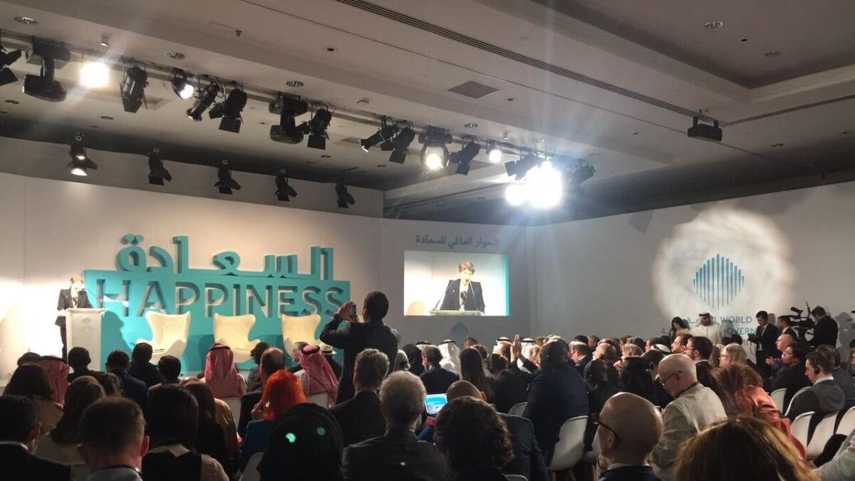 The Global Dialogue for Happiness kicked off on Saturday at Jumeirah Beach Hotel in Dubai. Photo by Dhes Handumon