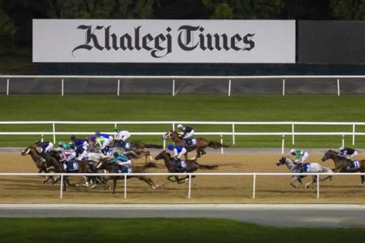 Action from the races at Meydan on Friday. — Photo by Shihab