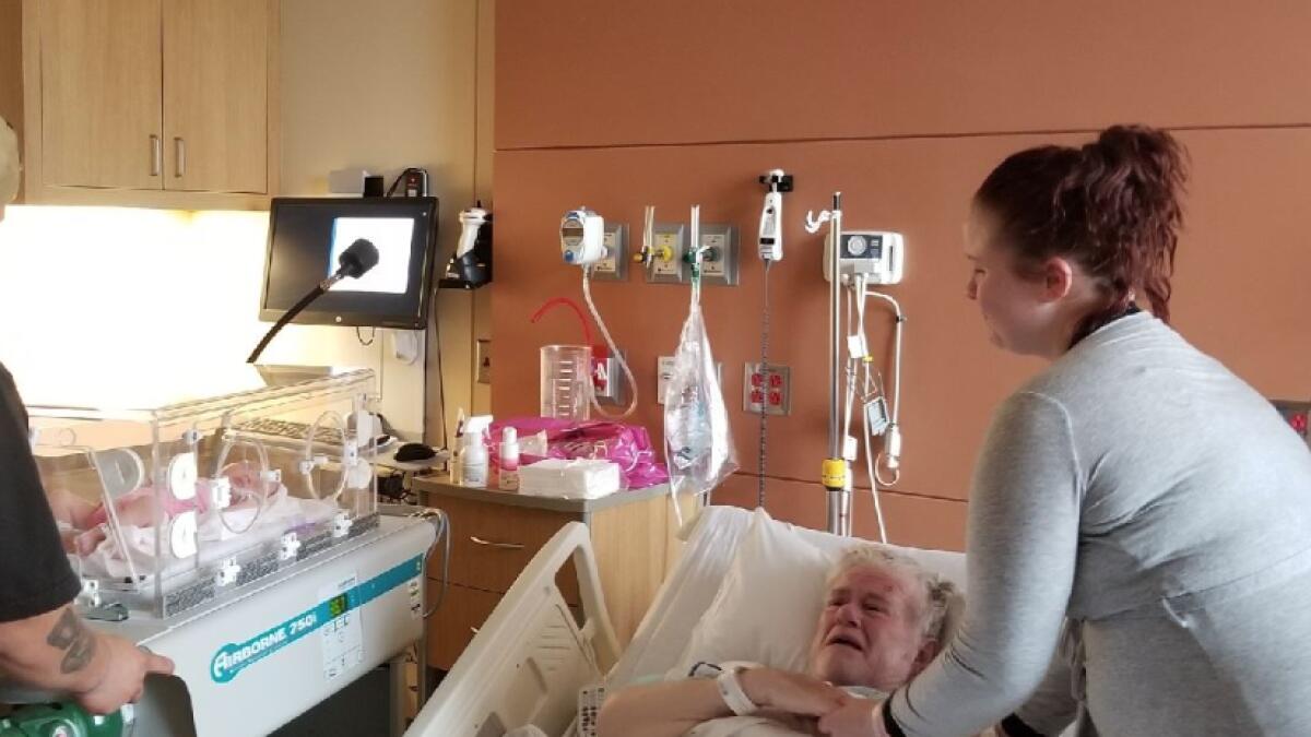 Video: Terminally-ill man in tears as he meets great-granddaughter