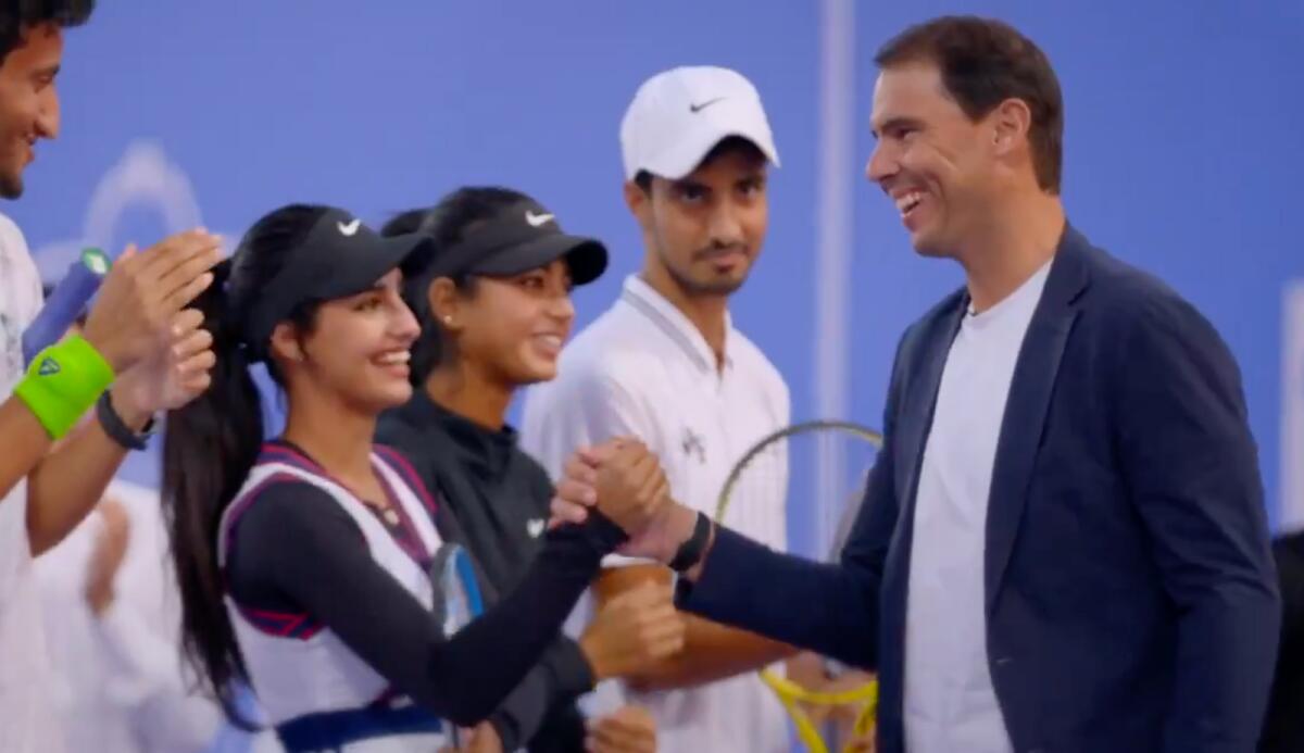 Rafael Nadal meets young tennis players in Saudi Arabia. — X