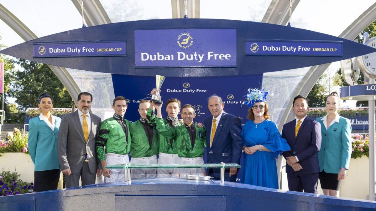 Dubai Duty Free officials with the Jamie Spencer led Great Britain &amp; Ireland team who won the 2022 Dubai Duty Free Shergar Cup at Ascot. - Supplied Photo