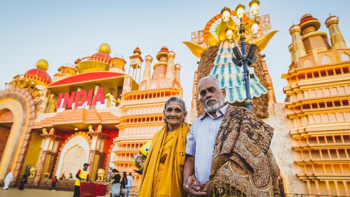 Vijayan and Mohanna pose for pictures at the Global Village, in Dubai.- Photo by Neeraj Murali/ Khaleej Times