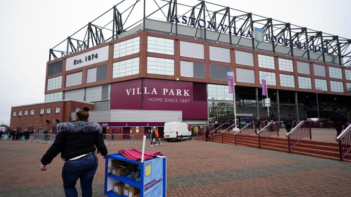 Aston Villa's Premier League match against Burnley at Villa Park was postponed on Saturday due to Covid-19 cases. (AP)