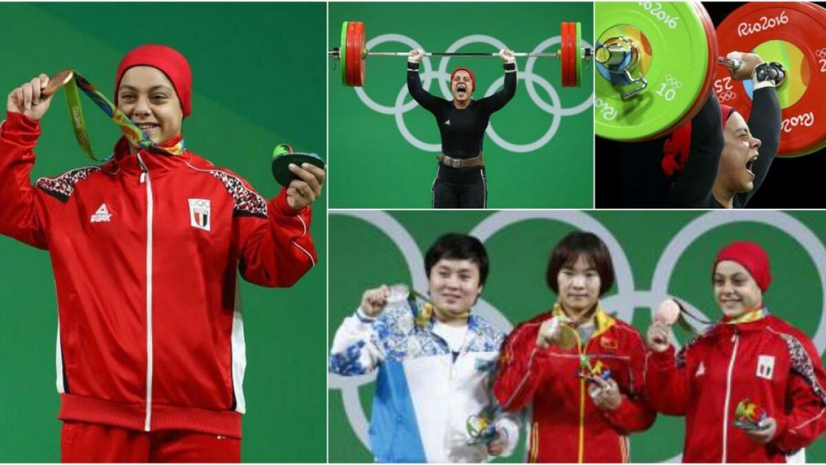 Egypt's Sara Ahmed has become the first woman from an Arab country to win an Olympic medal in the women's 69kg at Riocentro on  August 10, 2016.