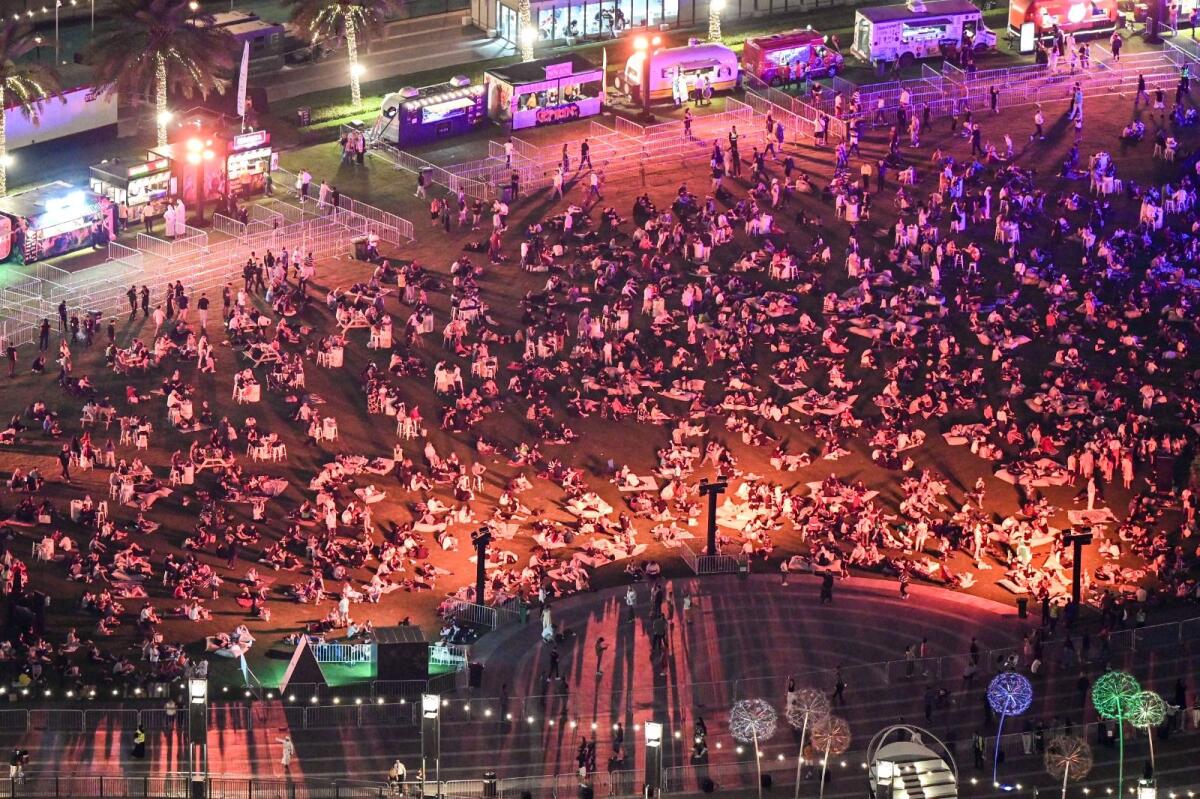 Visitors in Downtown Dubai during New Year's Eve celebrations. Photo: Dubai Media Office