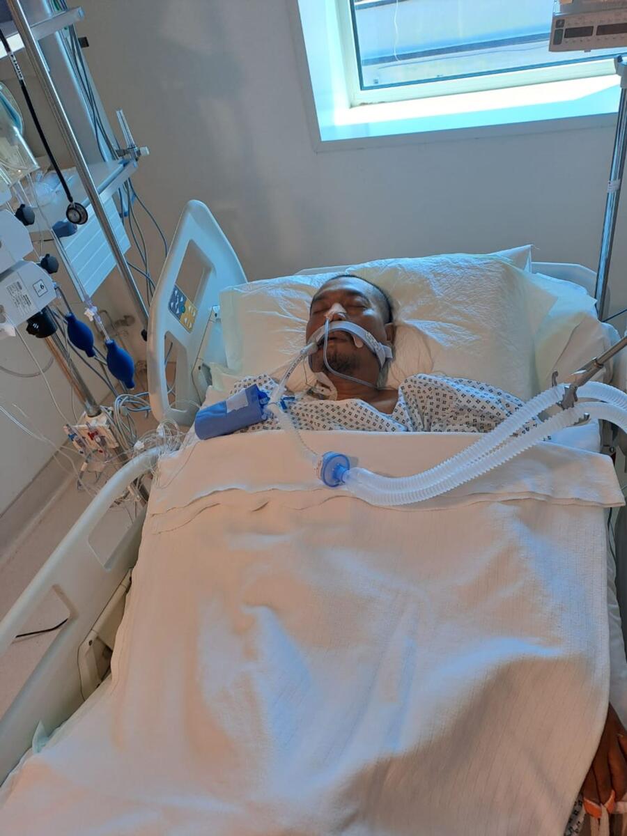 Harjano Sawarno on life support at Burjeel Specialty Hospital in Sharjah. Photo: Supplied