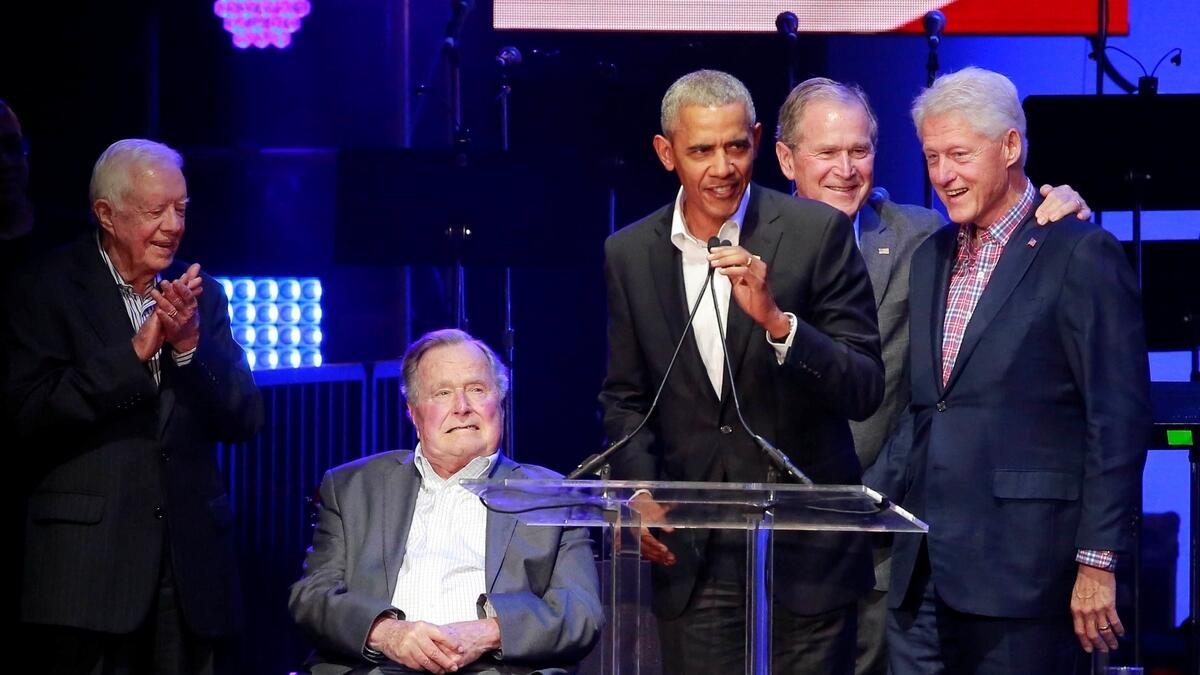 Five ex-US Presidents attend hurricane relief concert