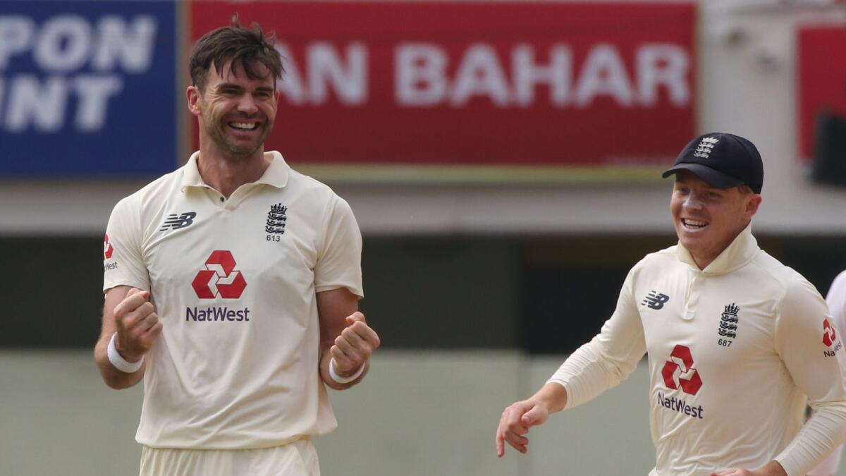 James Anderson celebrates the wicket of Rishabh Pant during day five of the first Test. (BCCI)