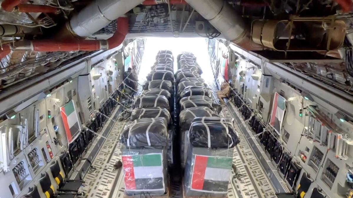 The The amount of supplies provided by the UAE to the Gaza Strip has reached more than 21,000 tonnes. — Wam file