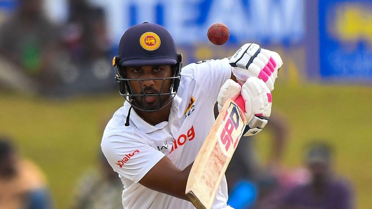 Sri Lanka's Dinesh Chandimal plays a shot during the first day of the second Test against Pakistan on Sunday. — AFP
