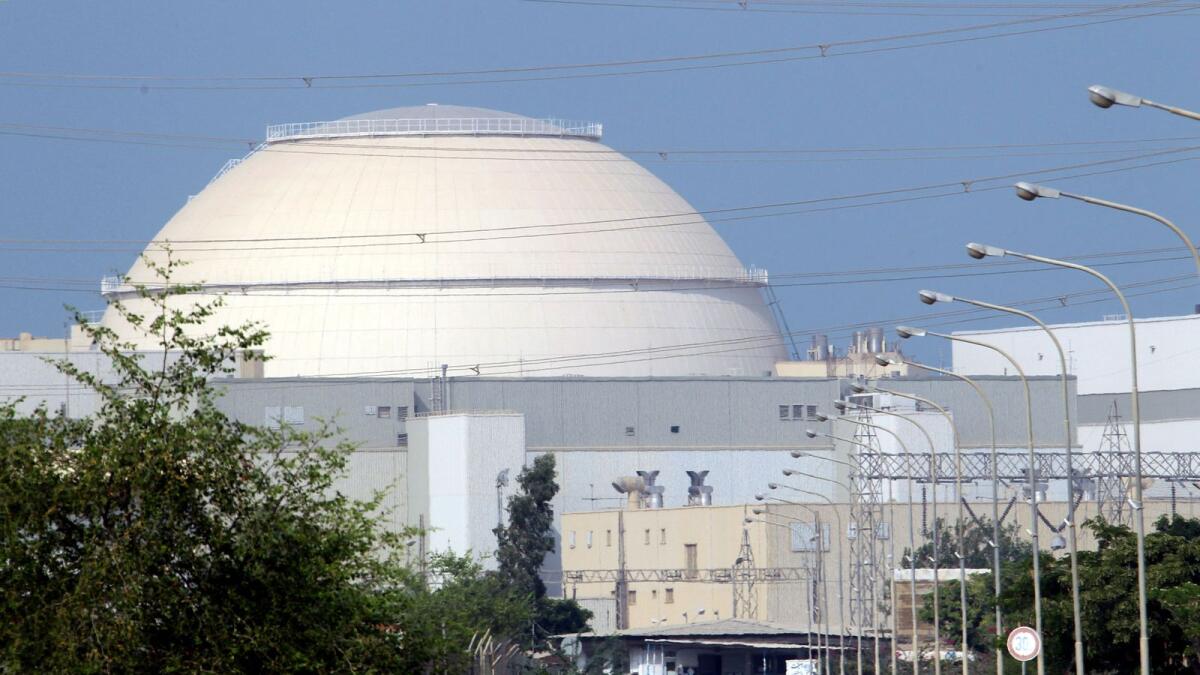 (FILES) This file photo taken on August 20, 2010, shows a view of the reactor building at the Bushehr nuclear power plant in southern Iran, 1200 Km south of Tehran. Photo: AFP