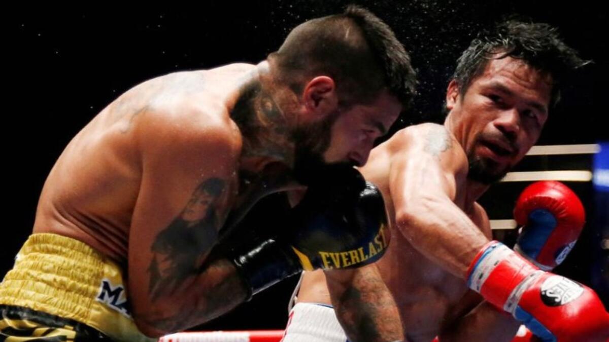 Manny Pacquiao during his fight against Lucas Matthysse in 2018. (Reuters file)